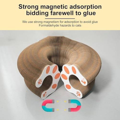 2PC Kitty Curls Cat Toy,Magic Organ Cat Scratcher Board,Cat Scratcher for Grinding Claw Cardboard Cat Toys,Interactive Scratch Pad with Toy Ball