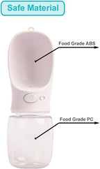 350 ml / 11.9 oz Portable Dog Water Bottle, Water Bottle with Drinking Feeder for Dogs, Water Dispenser for Dogs in Walking, Hiking & Traveling (White)