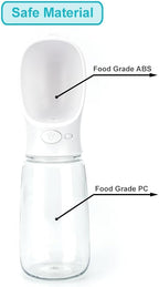 550 ml / 18.6 oz Portable Dog Water Bottle, Water Bottle with Drinking Feeder for Dogs, Water Dispenser for Dogs in Walking, Hiking & Traveling (White)