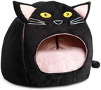 Hollypet Cozy Pet Bed Warm Cave Nest Sleeping Bed Kitty Shape Puppy House for Cats, 17 x 17 inches, Black