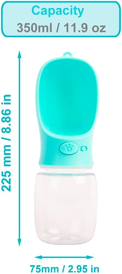 350 ml / 11.9 oz Portable Dog Water Bottle, Water Bottle with Drinking Feeder for Dogs, Water Dispenser for Dogs in Walking, Hiking & Traveling (Green)