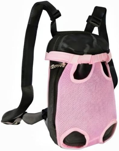 FEimaX Dog Carrier Backpack Pet Legs Out Front Cat Travel Bag, Adjustable Puppy Backpacks Carriers Hands-Free for Small Medium Dogs Cats Hiking Traveling Camping Daily Walking (Large, Pink)