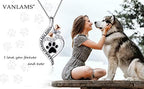 VANLAMS Womens 925 Sterling Silver Bone Love Heart Dog Paw Print Pendant Necklace I Love You Forever and Ever, Gifts for Dog Owner