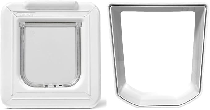 Cat Mate Elite Microchip Cat Flap with Digital Timer & LCD Display Bundle, Includes Pet Door (355) & Elite Wall Liner (308) - Small to Average Sized Cats, for UPVC, Glass and Wood Installation
