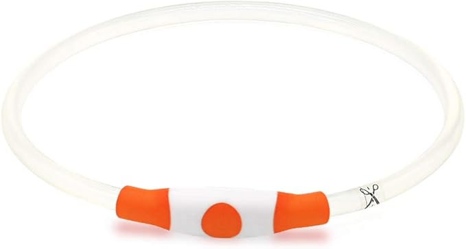BSEEN LED Dog Collar, USB Rechargeable Glowing Pet Collar, TPU Cuttable Dog Safety Lights for Small Medium Large Dogs (Orange),70cm