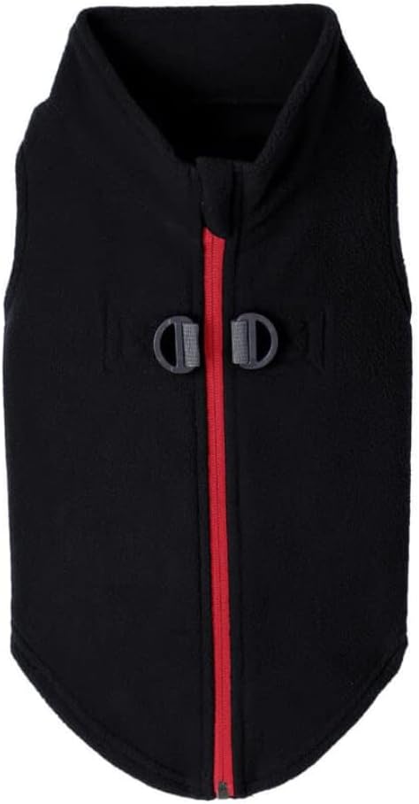 Gooby - Zip Up Fleece Vest, Fleece Jacket Sweater with Zipper Closure and Leash Ring, Black, Large