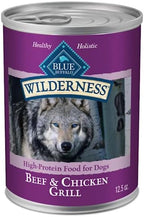 Blue Buffalo Wilderness Adult Wet Dog Food, High-Protein & Grain-Free, Made with Natural Ingredients, Beef & Chicken Grill, 12.5-oz. Cans, 12 Count