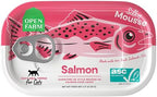 Open Farm, Canned Cat Food Topper, Silky Mousse Made with 95% Responsibly Sourced Icelandic Fish, Grain & Legume Free, Salmon Recipe, 3.17oz Cans (Pack of 17)