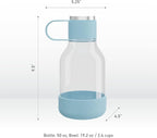 Asobu Buddy Bottle a Stainless Steel Insulated Water Bottle for with Removable Dog Water Bowl and Dog Food and Treat Storage Bowl (Blue, Tritan 50 oz Water Bottle with Bowl)