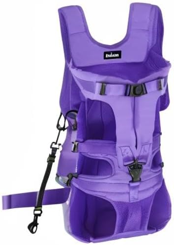 PetBonus Pet Front Dog Carrier Backpacks, Adjustable Dog Backpack Carrier, Legs Out Easy-fit Dog Chest Carrier for Medium Small Dogs, Hands Free Dog Front Carrier for Hiking, Cycling (Purple, XL)