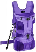 PetBonus Pet Front Dog Carrier Backpacks, Adjustable Dog Backpack Carrier, Legs Out Easy-fit Dog Chest Carrier for Medium Small Dogs, Hands Free Dog Front Carrier for Hiking, Cycling (Purple, L)