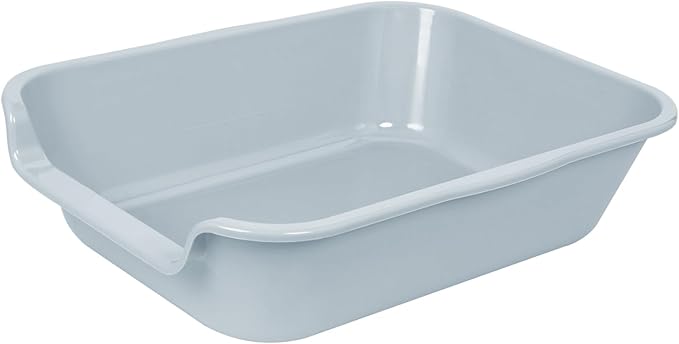 1 Pack Extra Large Dog Litter Box Pan Tray (ABS Material), Low Entry Jumbo Senior Litter Boxes for Multiple Kitten Big Cats, Pet Safe Indoor Dog Potty (Light Gray, 20" L x 15" W)