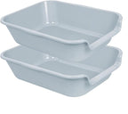 2 Pack Extra Large Dog Litter Box Pan Tray (ABS Material), Low Entry Jumbo Senior Litter Boxes for Multiple Kitten Big Cats, Pet Safe Indoor Dog Potty (Light Gray, 20" L x 15" W)