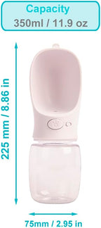 350 ml / 11.9 oz Portable Dog Water Bottle, Water Bottle with Drinking Feeder for Dogs, Water Dispenser for Dogs in Walking, Hiking & Traveling (White)