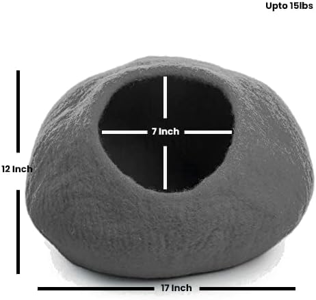 Woolygon Premium Wool Cat Cave Bed - Felt Cat Cave Handmade from 100% Merino Wool, Eco-Friendly Felt Cat Bed for Indoor Cats and Kittens
