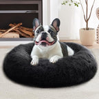 JOLLYVOGUE Calming Dog & Cat Bed for Large Dogs, Anti-Anxiety Donut Cuddler Cozy Soft Round Bed with Anti-Slip Bottom, Fluffy Faux Fur Plush Cushion Beds for Medium Dogs (36")