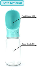 550 ml / 18.6 oz Portable Dog Water Bottle, Water Bottle with Drinking Feeder for Dogs, Water Dispenser for Dogs in Walking, Hiking & Traveling (Green)