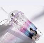 Space Cups with Straw Astronaut Travel Tumblers Party Cups Ice Coffee Mug Water Bottle Birthday Gift (spacewalk, 420 ml)