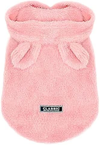 Easter Dog & Cat Outfit - Bunny Ears Hoodies, Fleece Puppy Sweatshirt, Warm Dog & Cat Costume (Small, Pink)