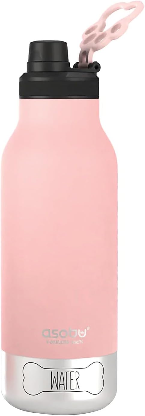 Asobu Dog Barky Bottle – Insulated Stainless Steel Water Bottle with 2 Removable Dog Bowls for Food, Treats & Water – Pet-Friendly Travel Bottle for Hiking, Road Trips & Outdoor Adventures