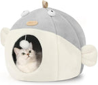 Vanansa Cat Bed for Indoor Cats, Soft Premium Pet Bed, No Deformation, Anti-Slip Bottom, Great Medium Cat Houses for Indoor Cats, Roomy Cat Tent for Indoor Cats 4-8LB, Light Grey, Medium (15" x 12")