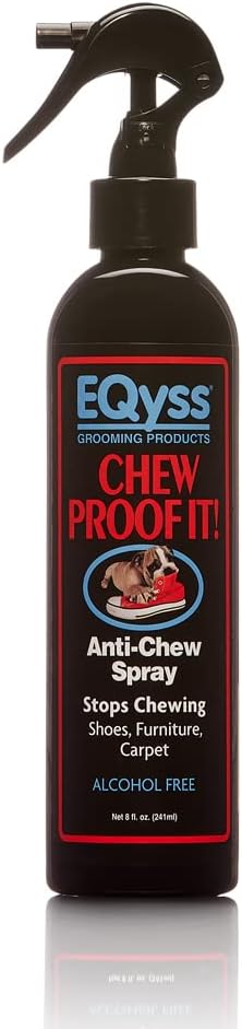 EQyss Chew Proof It! Anti-Chew Spray - Stop Your Pet from Chewing Shoes, Furniture, Carpet, all Surfaces - Safe for Indoor & Outdoor Use, Non-Staining