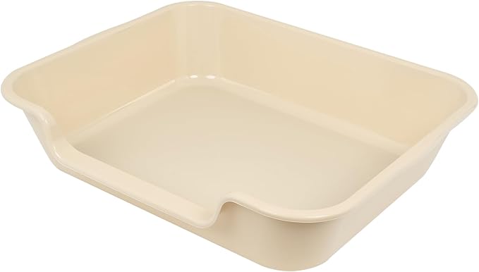 2 Pack Extra Large Dog Litter Box Pan Tray (ABS Material), Low Entry Jumbo Senior Litter Boxes for Multiple Kitten Big Cats, Pet Safe Indoor Dog Potty (Sandbeach, 24" L x 20" W)