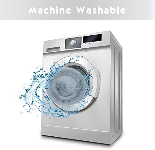 Anti Anxiety Round Fluffy Plush Faux Fur Warm Washable Dog Bed & Cat Bed, Original Bed for Small Medium Large Pets,Used to Relieve Joints and Improve Sleep（20"/24"/27''） (20", Light Grey)