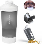 PAWGETHER® 4-in-1 Dog Water Bottle with Leak-Proof Portable Pet Water Bottle & Food Container & Poop Bag Dispenser & Built in Bowl for Outdoor Walking,Hiking,Travel(15oz for Water 5 oz for Food,Grey)