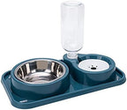 Love Dream Double Dog Cat Bowls, 2 in1 Pet Water and Food Bowl Set with Automatic Gravity Water Dispenser Bottle Detachable Stainless Steel Bowl No-Spill for Cats and Dogs Puppy Kitten Rabbit