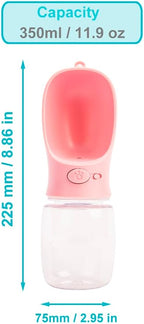 350 ml / 11.9 oz Portable Dog Water Bottle, Water Bottle with Drinking Feeder for Dogs, Water Dispenser for Dogs in Walking, Hiking & Traveling (Pink)