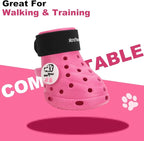 Dog Shoes Breathable Dog Shoe for Hot Pavement, Dog Booties and Paw Protectors, Non-Slip Waterproof Dog Sandals Boots (Pink+Black, L: (3.1’’x2.5'')(L*W))