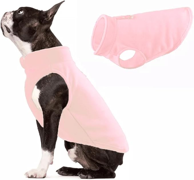 JACKO & CO - Fleece Vest Sweater with Leash Ring - Soft Lightweight Breathable for Puppies Small Medium Dogs, Kitten, Cats, Chihuahua - Warm for Fall/Autumn/Winter (Pink Lemonade, Large 10-16lbs)