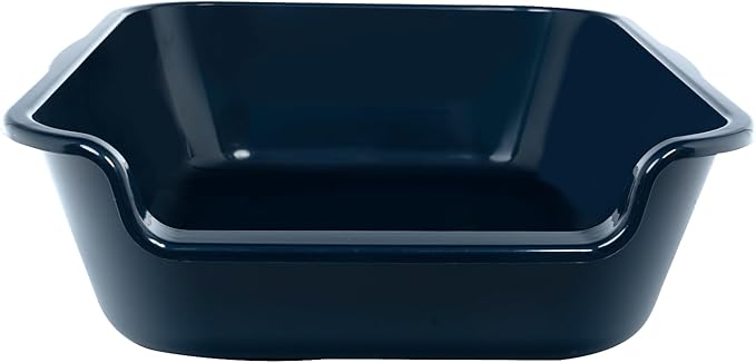 2 Pack Extra Large Dog Litter Box Pan Tray (ABS Material), Low Entry Jumbo Senior Litter Boxes for Multiple Kitten Big Cats, Pet Safe Indoor Dog Potty (Dark Blue, 20" L x 15" W)