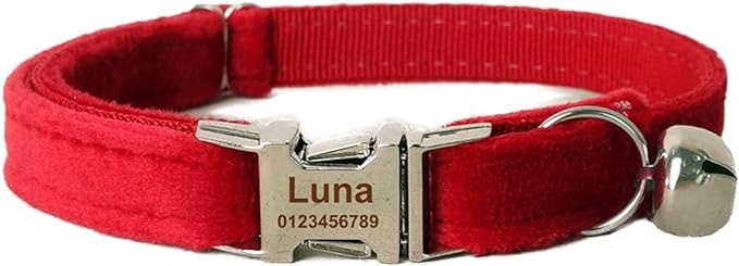 Cat Collar Personalized with Name Phone Number Engraved,Customized with Bell for Small Dogs Puppy Kitten