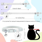 Personalized Safety Elastic Cat Collars with Bell Soft Silicone Cover for Air Tag,Laser Customized Stretch Kitten Collars for Girls Boys Cats (White)