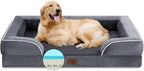 Comfort Expression Cooling Dog Bed, Memory Foam Orthopedic Dogs Beds for Extra Large Dogs, XL Dog Bed with Removable Cover, Waterproof Pet Beds Large with Bolster(X-Large,Leaden Grey)