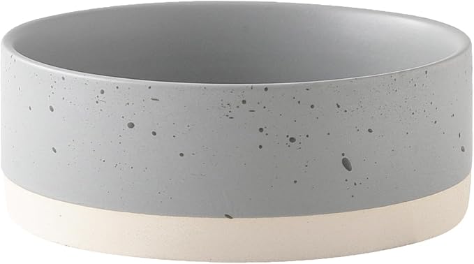 Oslo Ceramic Dog Bowl - 6'' Dog Food Water Bowl for Medium and Large Dogs, Heavy Duty Non-slip Dog Dish, Modern Scandi-Style Stoneware Pet Feeder Bowl, Dishwasher Safe (30Oz, Grey)