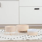 Waggo Uplift Ceramic Dog Bowl for Small Medium and Large Breeds - Heavyweight and Durable Pet Food and Water Dish Crock, Dishwasher Safe, Modern, Elevated Feeder (Buttercream, Small)