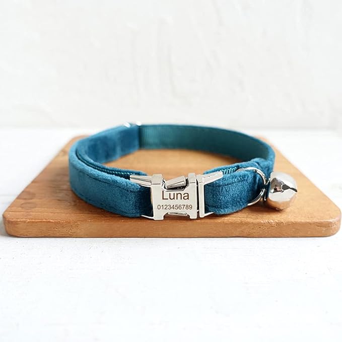 Cat Collar Personalized with Name Phone Number Engraved,Customized with Bell for Small Dogs Puppy Kitten