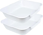 2 Pack Extra Large Dog Litter Box Pan Tray (ABS Material), Low Entry Jumbo Senior Litter Boxes for Multiple Kitten Big Cats, Pet Safe Indoor Dog Potty (White, 24" L x 20" W)