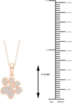 Diamond2Deal 10K Solid Gold Diamond Dog Paw Print Pendant Rope Chain Necklace 18inch (1/8Ct/ I2,H-I)