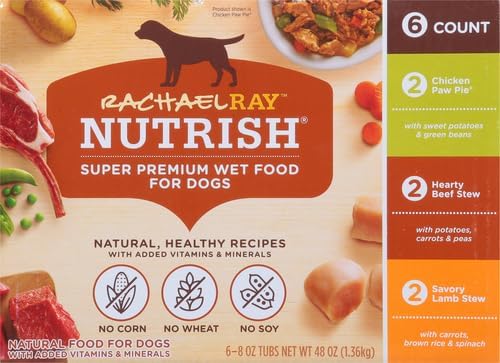 Rachael Ray Nutrish Natural Premium Wet Dog Food, Savory Favorites Variety Pack, 8 Ounce Tub (Pack of 6) (6303230800)