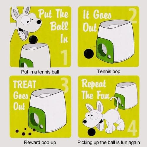 Automatic Interactive Tennis Machine Dog Feeder Ball Launcher Dog Toy Ball Thrower Enrichment Toys for Dogs. Interactive Puppy for Small and Medium Size Dogs, 3 Balls Included (2 inch)