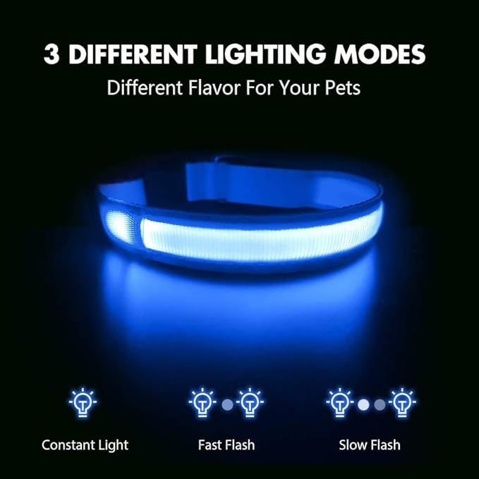 MASBRILL LED Dog Collar-Light Up Dog Collars Rechargeable Lighted Dog Collar Night Walking Glow Collar for Dogs