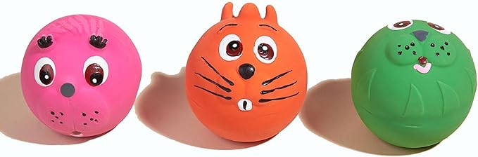 3PCS 2.4'' Squeak Latex Puppy Toy Funny Animal Sets Pet Interactive Play for Small Dog Assorted Color
