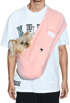 Dog Sling Carrier – Ice Silk Dog Slings for Small Dogs up to 10 lbs, Breathable Dog Carrier Sling with Adjustable Safety Strap & Buckle, Portable Cat Sling Carrier (Pink)