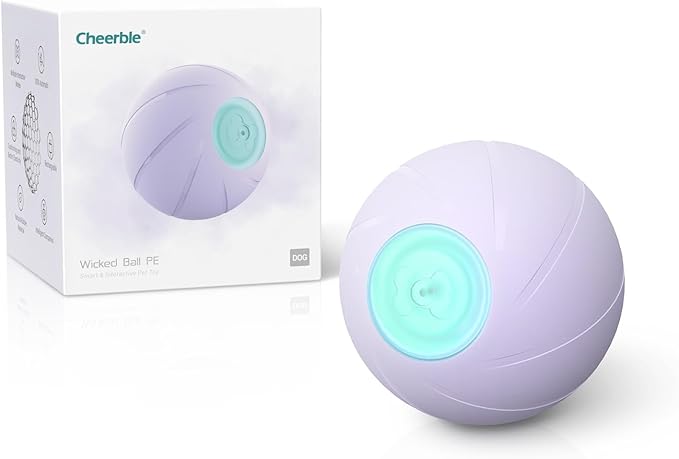 Trueway Smart Interactive Dog Toy, Wicked Ball PE, Automatic Moving Bouncing Rotating Ball for Medium Large Dogs Boredom with LED Lights (Purple)