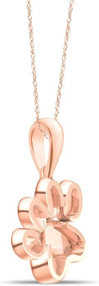 Diamond2Deal 10K Solid Gold Diamond Dog Paw Print Pendant Rope Chain Necklace 18inch (1/8Ct/ I2,H-I)