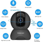 FOSCAM 3K 5MP WiFi Pet Cameras for Home Security, with 360° Pan Tilt, 2-Way Audio, 20X Digital Zoom, Night Vision, AI Human Detection, 2 Pack of Black